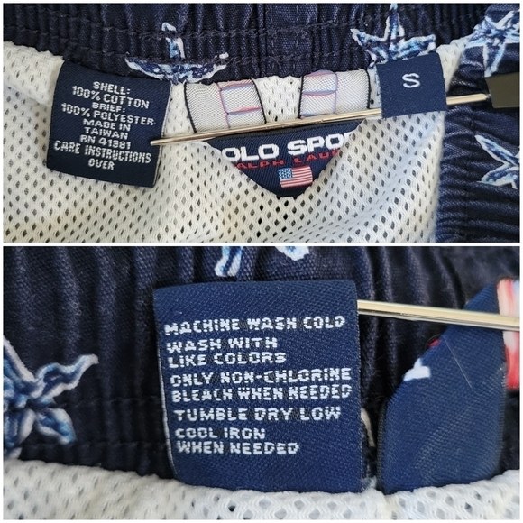 Ralph Lauren Polo Sport Men's Swim Shorts w/ Built-In Brief Size S Blue Starfish - Picture 3 of 10